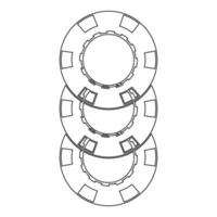 gokfiches casino munt contour overzicht lijn pictogram zwarte kleur vector illustratie afbeelding dunne vlakke stijl