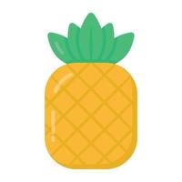ananas in plat stijlicoon, gezond en biologisch voedsel vector