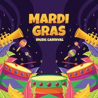 mardi gras muziek carnaval achtergrond vector