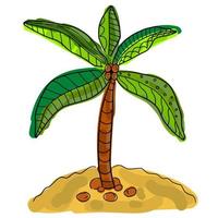 schattige cartoon doodle lineaire palm geïsoleerd op een witte achtergrond. exotische boom schets. vector