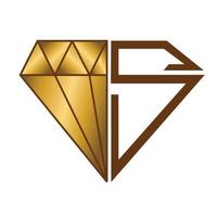 gouden diamant met letter s-logo vector