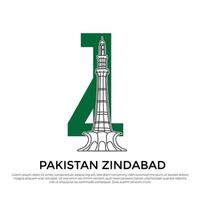pakistan zindabad 14 augustus met minar e pakistan, lahore vector