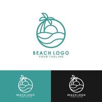 berg strand landschap logo ontwerpsjabloon, heuvels meer, eiland reizen logo. vector