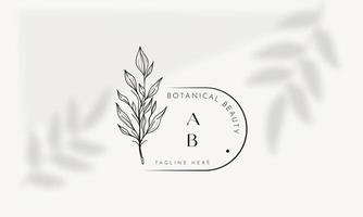 botanische bloemen element hand getekende logo met wilde bloemen en bladeren. logo voor spa en schoonheidssalon, boetiek, biologische winkel, bruiloft, floral designer, interieur, fotografie, cosmetica. vector