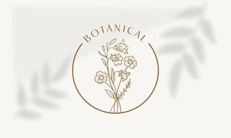 botanische bloemen element hand getekende logo met wilde bloemen en bladeren. logo voor spa en schoonheidssalon, boetiek, biologische winkel, bruiloft, floral designer, interieur, fotografie, cosmetica. vector