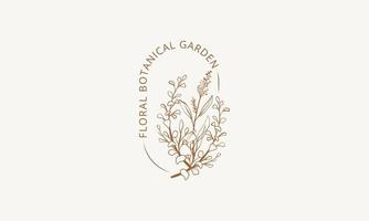 botanische bloemen element hand getekende logo met wilde bloemen en bladeren. logo voor spa en schoonheidssalon, boetiek, biologische winkel, bruiloft, floral designer, interieur, fotografie, cosmetica. vector