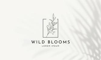 botanische bloemen element hand getekende logo met wilde bloemen en bladeren. logo voor spa en schoonheidssalon, boetiek, biologische winkel, bruiloft, floral designer, interieur, fotografie, cosmetica. vector