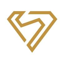 gouden diamant met letter s-logo vector