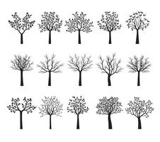 bomen collectie. vector overzicht illustratie. planten in de tuin.