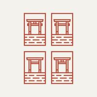 set van torii poort eenvoudig lijntekeningen logo-ontwerp vector