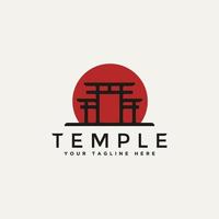 tempel traditioneel oriëntatiepunt minimalistisch logo-ontwerp vector