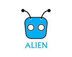 Alien gezicht pictogram vector logo en symbolen sjabloon app