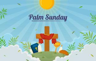 palmzondag met kruis bilbe kaars achtergrond vector