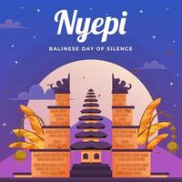 Bali tempel nyepi dag van stilte vector