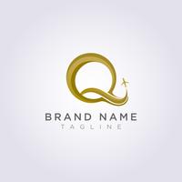 Logo Design combineert de letter Q met het vliegtuig voor uw bedrijf of merk vector