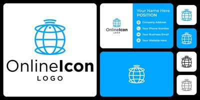 online pictogram logo ontwerp met sjabloon voor visitekaartjes. vector