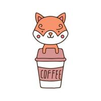 schattige shiba inu met kopje koffie mascotte karakter. illustratie voor sticker en t-shirt. vector