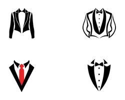 Tuxedo man logo en symbolen zwarte pictogrammen sjabloon vector