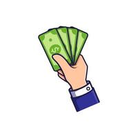 hand met geld vectorillustratie vector