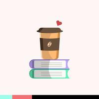 boek en koffie pictogram illustratie platte vectorillustratie vector