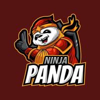 Ninja panda mascotte logo vector illustratie sjabloon geïsoleerd