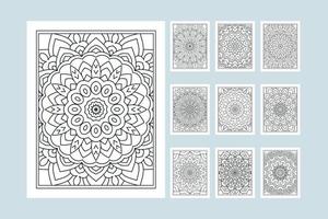 bloem mandala patroon bundel voor het kleuren van pagina interieur. traditionele Indiase stijl mandala ornament set. kleurplaat interieur voor kinderen. mandala decoratie ornament bundel lijn kunst vector. vector