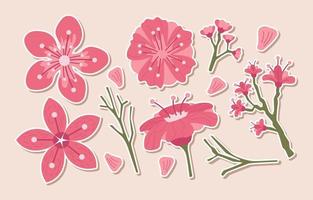 lente kersenbloesem stickers voor dagboeknotities vector