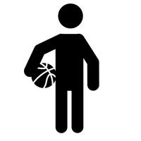 Basketbalspeler bedrijf bal pictogram Vector