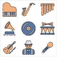 jazz muziek icon set vector