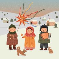 maslenitsa of vastenavond, russisch vakantiecarnaval. vastenfeesten, gelukkige kinderen. vector