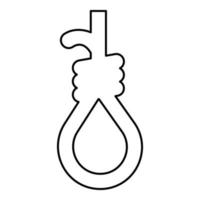 lus voor galg galg strop touw zelfmoord lynchen contour overzicht lijn pictogram zwarte kleur vector illustratie afbeelding dun vlakke stijl