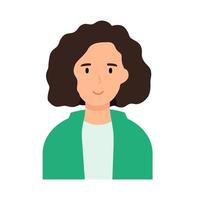 jonge brunette vrouw, sociale media avatar. portret schattig stijlvol meisje. platte vectorillustratie vector