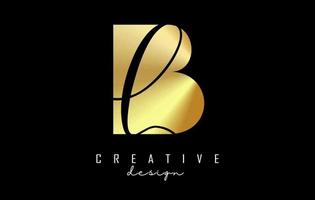 gouden letters bl-logo met een minimalistisch ontwerp en negatieve ruimte. letters b en l met geometrische en handgeschreven typografie.