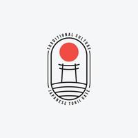 eenvoudig embleem torii poort lijn kunst vector logo, illustratie ontwerp van Japanse traditionele tempel cultuur