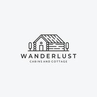 minimale lijntekeningen hutten huisje logo vector ontwerp illustratie lodge hut