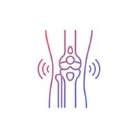 bursitis gradiënt lineaire vector pictogram. ontstoken gewricht. pijnlijke zwelling in elleboog. traumatisch letsel bij sport. dunne lijn kleur symbool. moderne stijlpictogram. vector geïsoleerde overzichtstekening