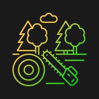 werkend bos verloop vector icoon voor donker thema. industriegebied voor het kappen van bomen. hout industrie. bosbouw bedrijf. dunne lijn kleur symbool. moderne stijlpictogram. vector geïsoleerde overzichtstekening