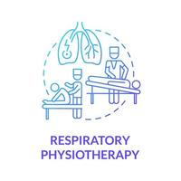 respiratoire fysiotherapie gradiënt blauw concept icoon. professionele therapeut. patiënt met pijn op de borst. behandeling abstracte idee dunne lijn illustratie. vector geïsoleerde omtrek kleur tekening