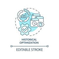 historische optimalisatie turquoise concept icoon. inhoud bijwerken. seo marketing trend abstracte idee dunne lijn illustratie. geïsoleerde overzichtstekening. bewerkbare streek. arial, talloze pro-bold lettertypen gebruikt vector