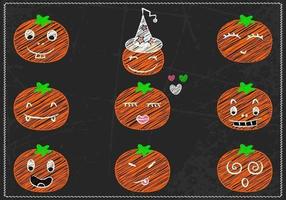 Krijt Getekende Jack-o-lantaarn Vector Pack