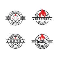 set barbecue-logo met rustieke stijl vector