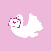 vector schattige duif illustratie met een liefdesbrief, uitnodiging of valentijn kaart. geïsoleerde achtergrond.