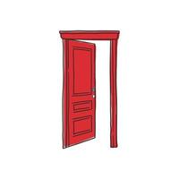 rode open deur eenvoudige vector illustratie illustraties met witte achtergrond