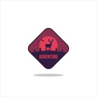 outdoor avontuur vintage label, badge, logo of embleem. met bergen en bos silhouet. vectorillustratie. vector