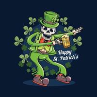 st. patrick's day cartoon vintage schedel vector