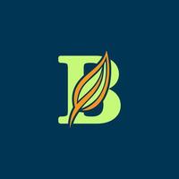 beginletter b-logo met blad - biologisch logo voor bedrijfsnaam begint met letter b vector