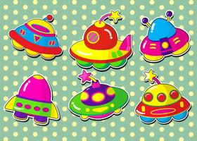 ufo stickers instellen. vector