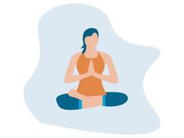 zakelijke yoga-concept. zakenvrouw mediteren, timemanagement, stressverlichting en probleemoplossende concepten. zakenvrouw zitten en mediteren. vector