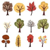 vlakke stijl herfst boom collectie eps10 vectoren illustratie