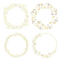 minimale gouden bladeren krans frame collectie voor Kerstmis of bruiloft eps10 vectorillustratie vector